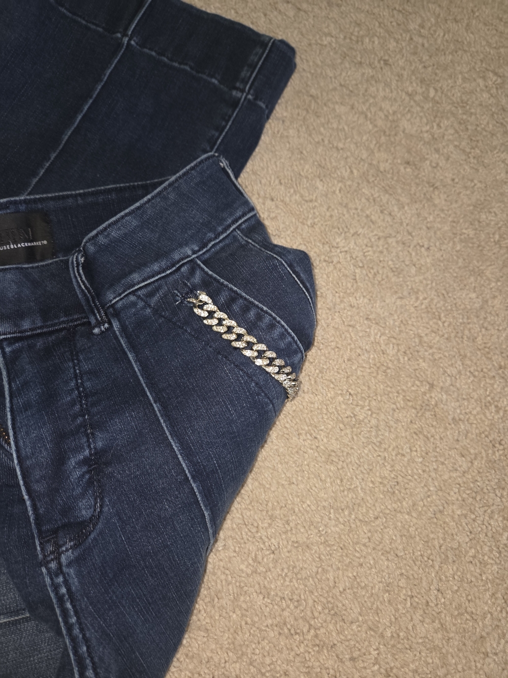 White House Black Market Hi Rise Wide Leg Jeans Rhinestones Jeans Size 2 - Picture 4 of 7